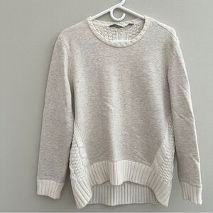 Athleta Madera cable knit sweater size XS cream high low hem